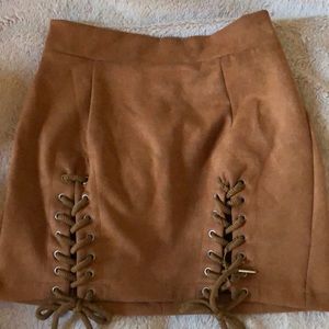 Suede mini skirt